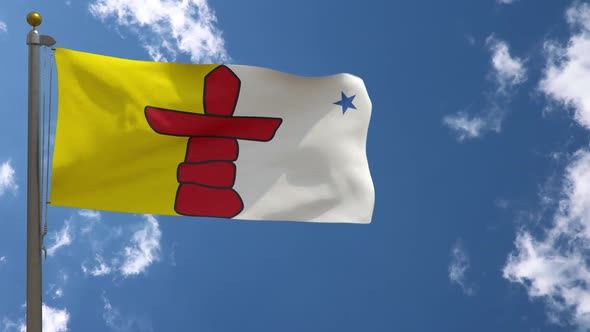 Nunavut Flag (Canada) On Flagpole