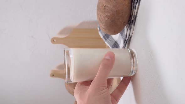 Potato Milk in Glass and Potato