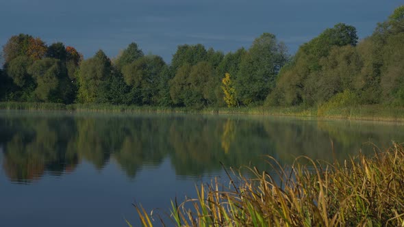 Fog on Morning Lake Surface