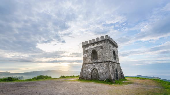 Castelo Branco viewpoint on sunrise, Azores, Portugal