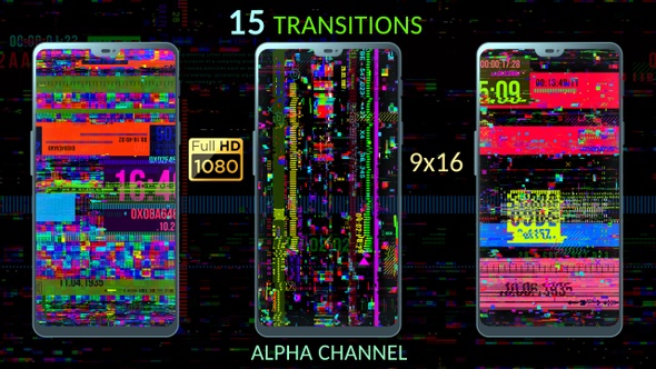 Cyber Glitch Transitions - Vertical 9x16 alt