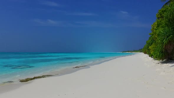 Copy space scenery of coastline beach by lagoon with sand background before sunset