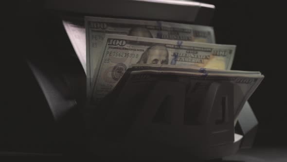 Slow Motion Shot of Money Counting Machine for Paper Money