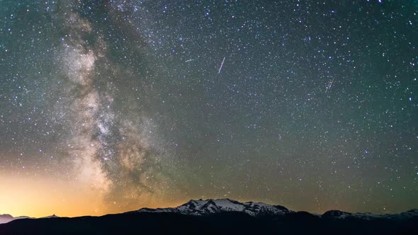 Milky Way Time Lapse Stars Over Mountains