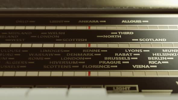 Detail Of An Old Analog Radio Display With All Radio Stations. Retro, Vintage 4k