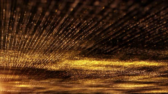 Abstract Gold Particles Matrix Grid Particle Background 06