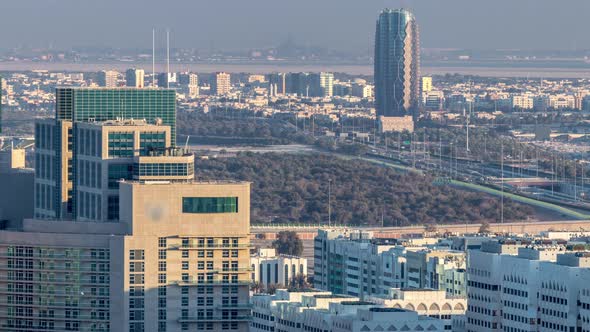 Aerial Skyline of Abu Dhabi City Centre From Above Timelapse