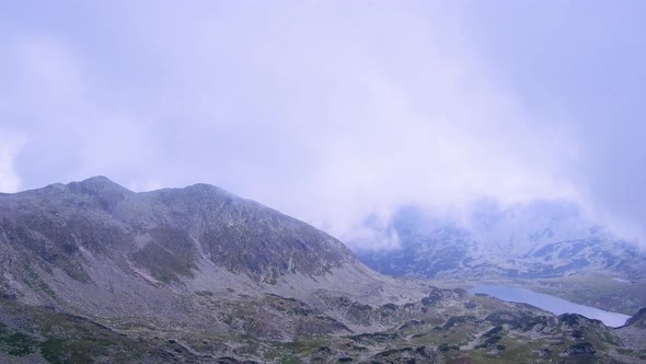 Wide shot of view of Retezat Mountains, Romania