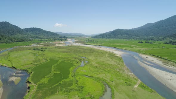 Mountain Valley with Farmlands in the Philippines