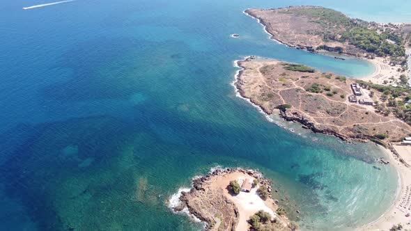 Aerial Drone Video of Beach in Crete Island Greece