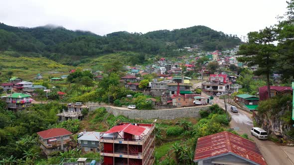 Aerial View Town of Sagada, Located in the Mountainous Province of Philippines. City in the Valley