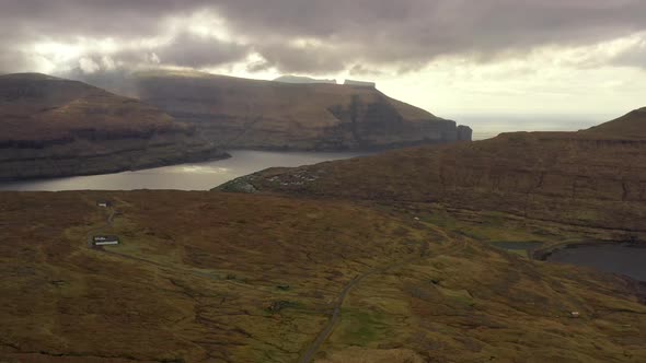 Drone Flight Over Dramatic Landscape And Fjords