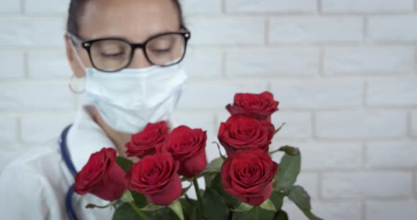 Offering Flowers to Doctor