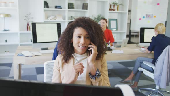 Business woman talking on the phone