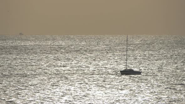 A boat floating on the sea