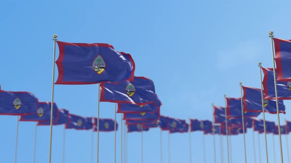 Guam Row Of Flags 3D Animation