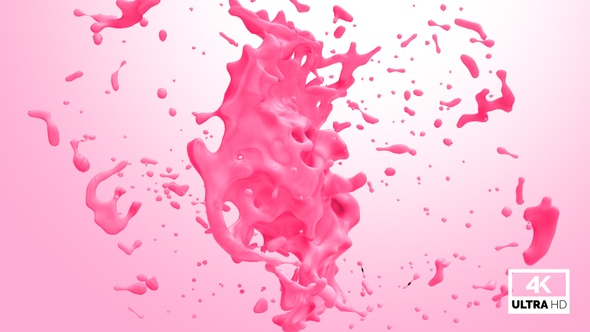 Strawberry Milkshake Ball Splash Collision 4K alt
