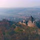 Old fairytale castle on the hill. Drone shooting from a bird's eye view. - VideoHive Item for Sale