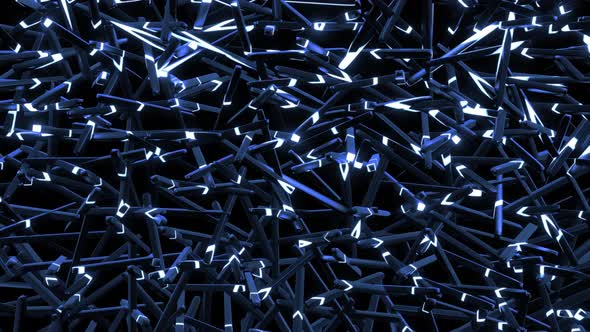 Neon Glow Looped Background with Sticks Like Light Bulbs Lighting in Blue Light