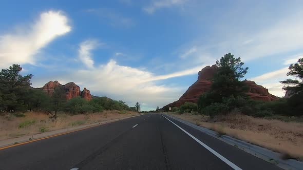 Highway 89A Driving Video in Village of Oak Creek Approaching Bell Rock