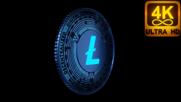 Litecoin Crypto Coin Peer To Peer Transactions Altcoin 3D Animation 4K ​Seemless Loop futuristic art