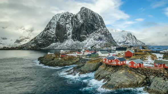 Hamnoy Village on Lofoten Islands, Norway Timelapse