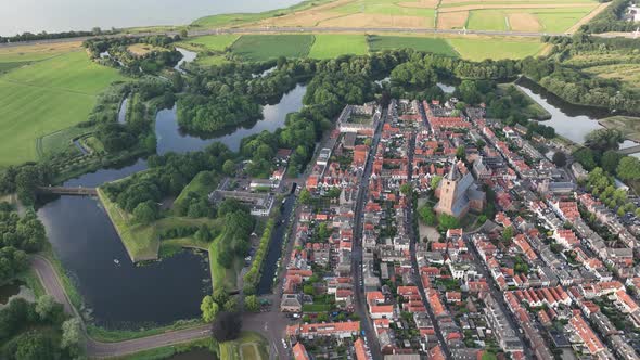 Fortified Ancient Old Historic Town of Naarden Vesting Overhead Aerial Drone View of Monumental