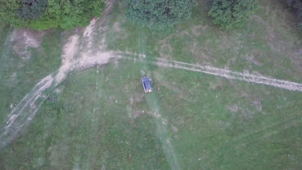 Aerial view of an Sports Utility Vehicle