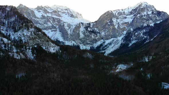 Beautiful view on the lake langbathsee and mountains drone video