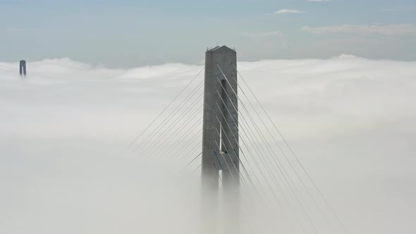 Aerial View of the Top of the Pylons of the Russian Bridge