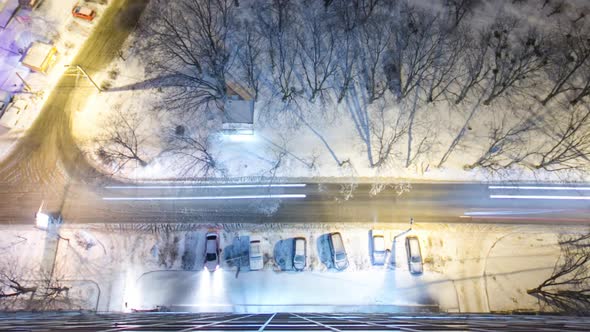 Kharkiv City From Above Night Timelapse at Winter