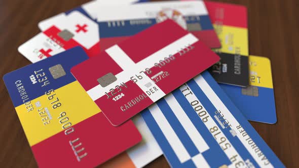 Emphasized Bank Card with Flag of Denmark