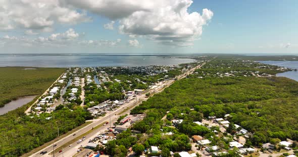 Aerial clip of Key Largo Florida USA