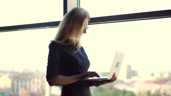 Businesswoman Booker Overworked Working On Project At Deadline. Accountant Overtime Work.