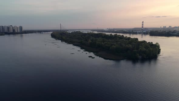 Darnitsky Bridge Over the Dnieper River Ukraine Kiev