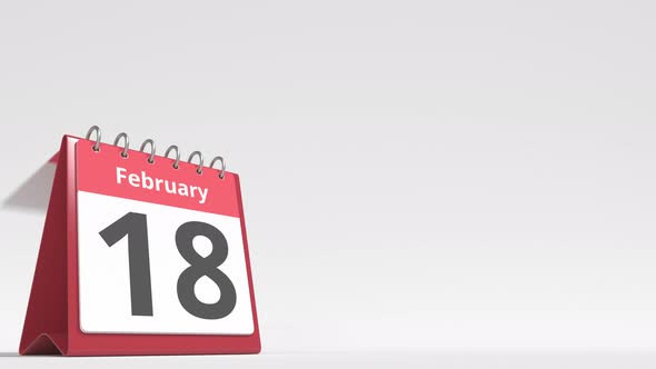 February 19 Date on the Flip Desk Calendar Page