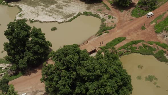 Africa Mali Stream And Walking People Aerial View