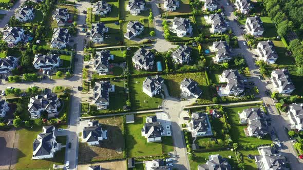 Aerial View of luxury homes Properties. Taken during a sunny summer day.