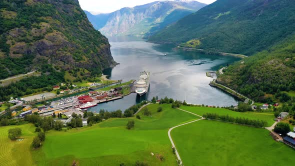 Aurlandsfjord Town Of Flam at Dawn.