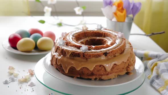 Delicious Easter Cake on Kitchen Table