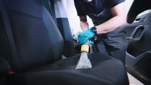 Cleaning the Driver's Seat in the Car