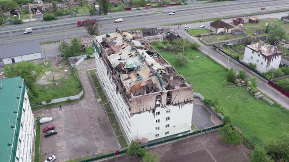 War in Ukraine  Destroyed Building in Stoyanka Bucha District