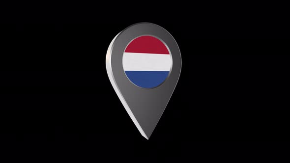 3d Animation Map Pointer With Netherlands With Alpha Channel - 4K