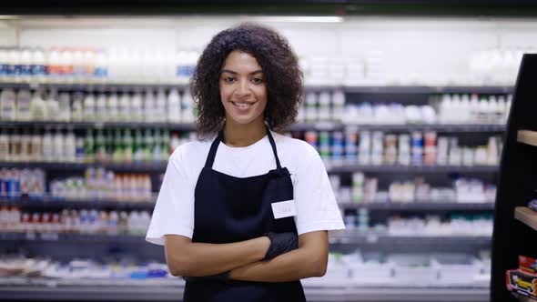 Young African American Woman at Food Shop