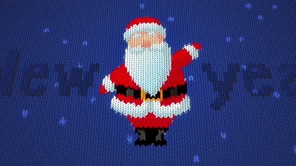 Animated knitted Santa Claus waves his hands