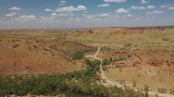 Sawpit Gorge Palm Springs, Halls Creek, Western Australia 4K Aerial Drone