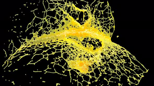 Yellow Orange Splash on Black Abstract Liquid Fluid Art Drops alt