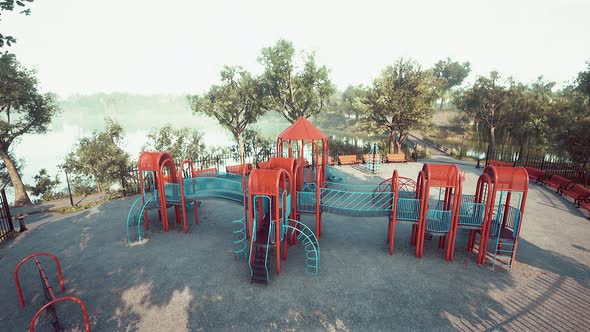 Park Playground for Game Empty and Closed for Coronavirus or Covid19 alt