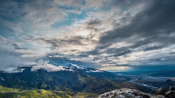 Clouds Move Over the Mountains in Iceland