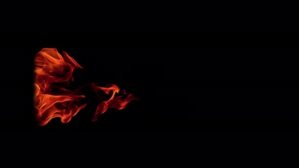 Fire Flames in 1000Fps Super Slow Motion Isolated on Black Background